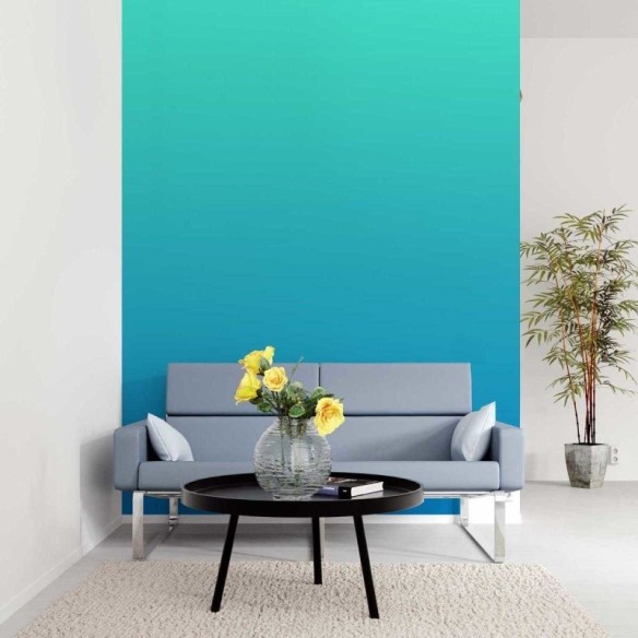 Papel de Parede Adesivo Degradê Verde Água e Azul N05172