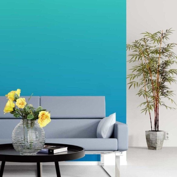 Papel de Parede Adesivo Degradê Verde Água e Azul N05172