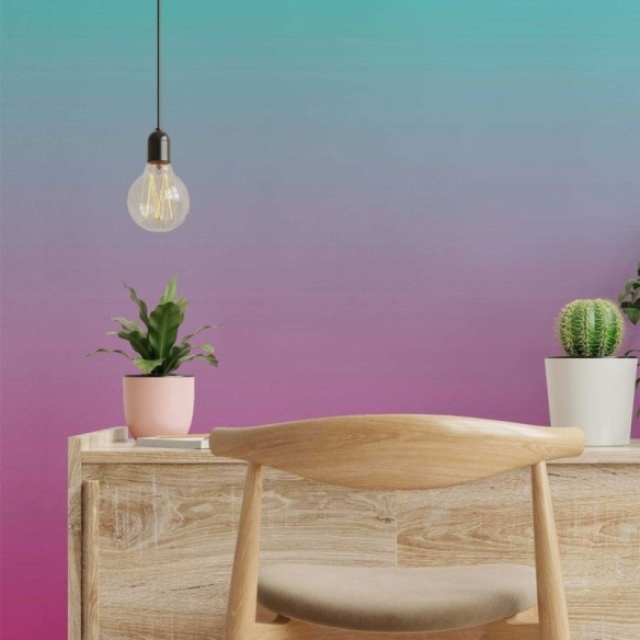 Papel de Parede Adesivo degradê verde água rosa N014071