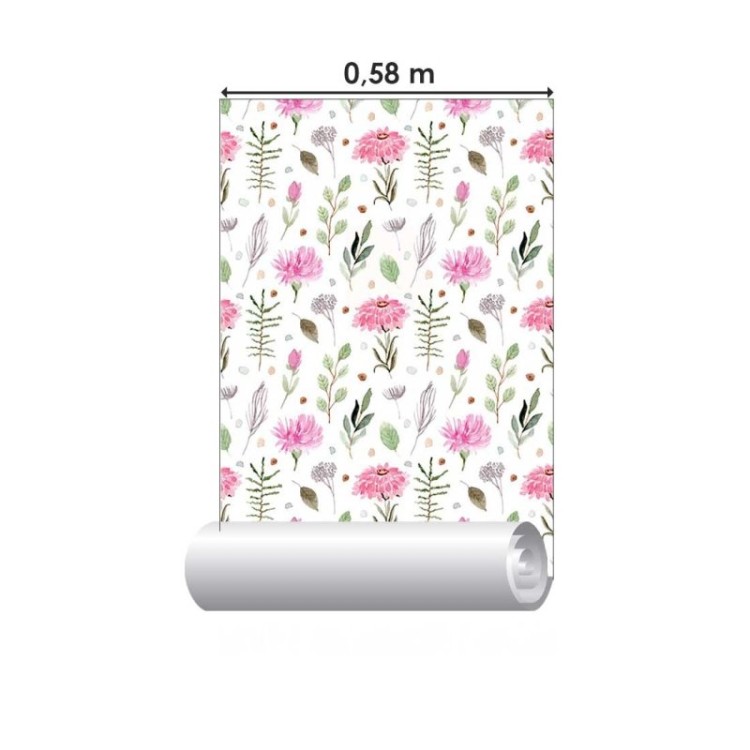 Papel de Parede Adesivo Delicado Rosa em...