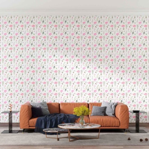 Papel de Parede Adesivo Delicado Rosa em Aquarela N08013