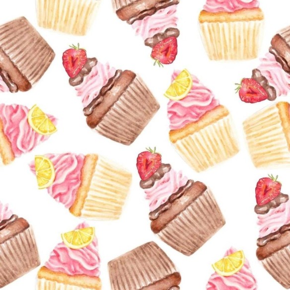 Papel de Parede Adesivo Delícia de cupcakes N03112