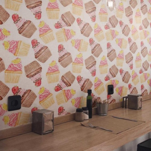 Papel de Parede Adesivo Delícia de cupcakes N03112