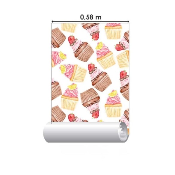 Papel de Parede Adesivo Delícia de cupcakes N03112