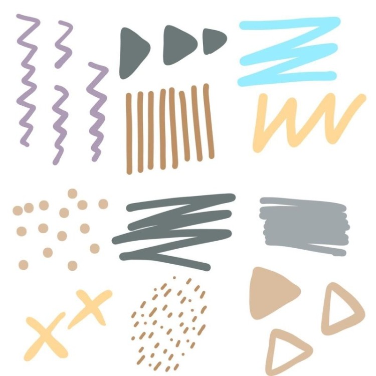 Papel de Parede Adesivo Desenho à Mão Abstrato...