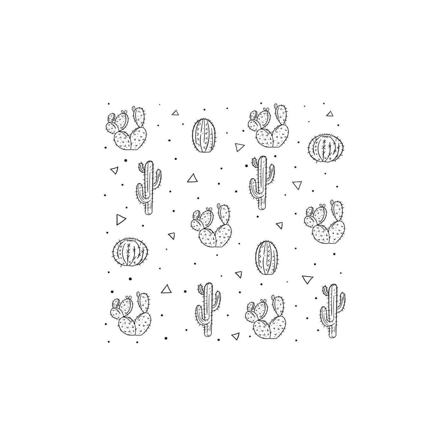 Papel de Parede Adesivo Desenho Cactos Monocromático N06218