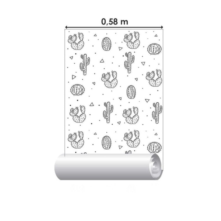Papel de Parede Adesivo Desenho Cactos...