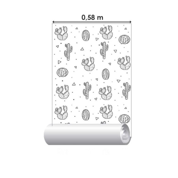 Papel de Parede Adesivo Desenho Cactos Monocromático N06218