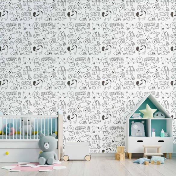 Papel de Parede Adesivo Desenho Feito à Mão N09102