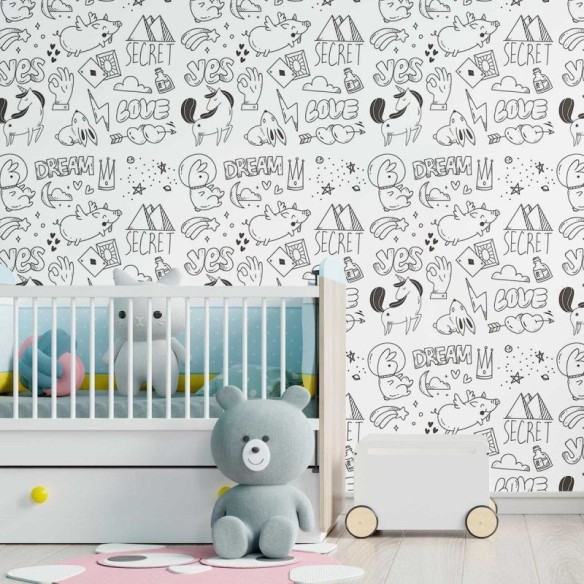 Papel de Parede Adesivo Desenho Feito à Mão N09102