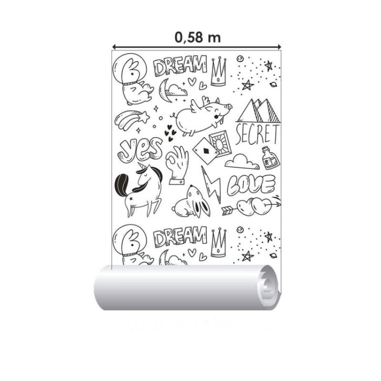 Papel de Parede Adesivo Desenho Feito à Mão N09102