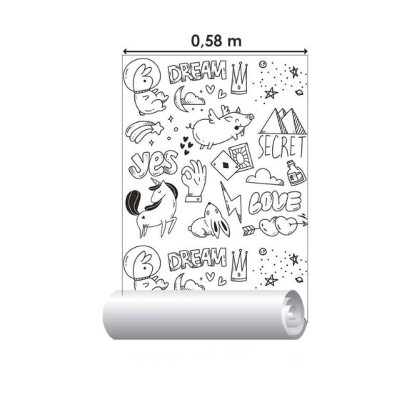 Papel de Parede Adesivo Desenho Feito à Mão N09102