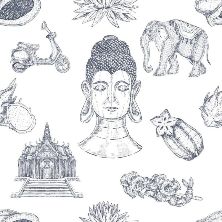 Papel de Parede Adesivo Desenhos Indianos...