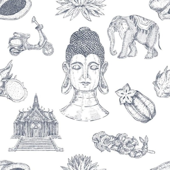 Papel de Parede Adesivo Desenhos Indianos Nanquim N011118