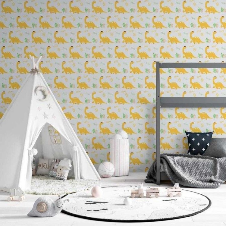 Papel de Parede Adesivo Dinossauro Amarelo N06259