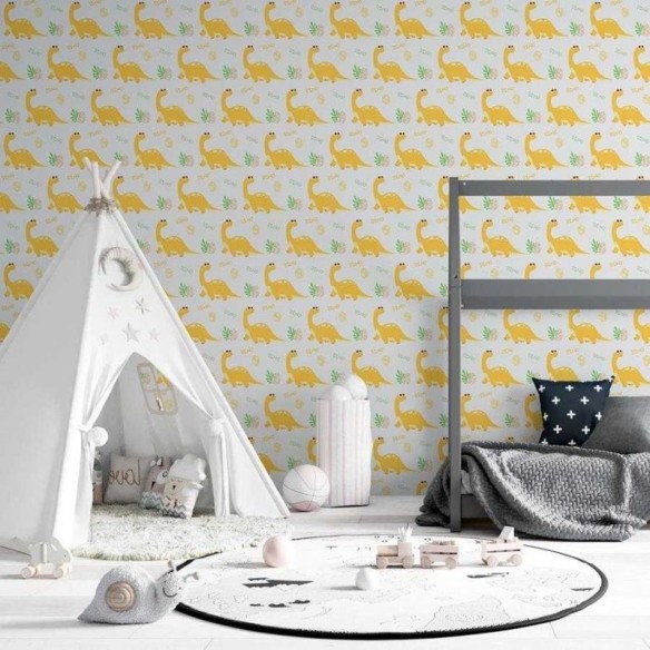 Papel de Parede Adesivo Dinossauro Amarelo N06259