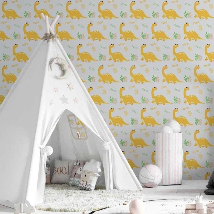 Papel de Parede Adesivo Dinossauro Amarelo N06259