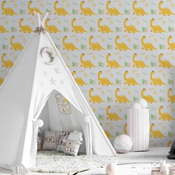 Papel de Parede Adesivo Dinossauro Amarelo N06259