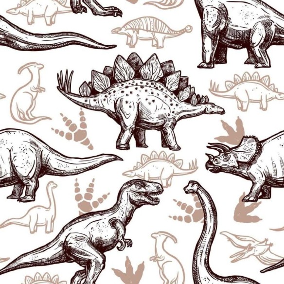Papel de Parede Adesivo Dinossauros Marrom e Bege N04245
