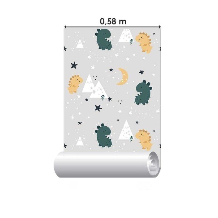 Papel de Parede Adesivo Dinossauros Montanhas...