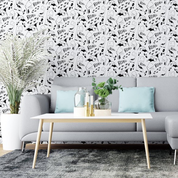 Papel de Parede Adesivo Dinossauros Para Colorir N04241
