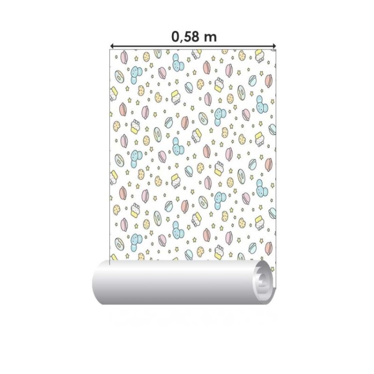 Papel de Parede Adesivo Docinhos e ursinhos N08174