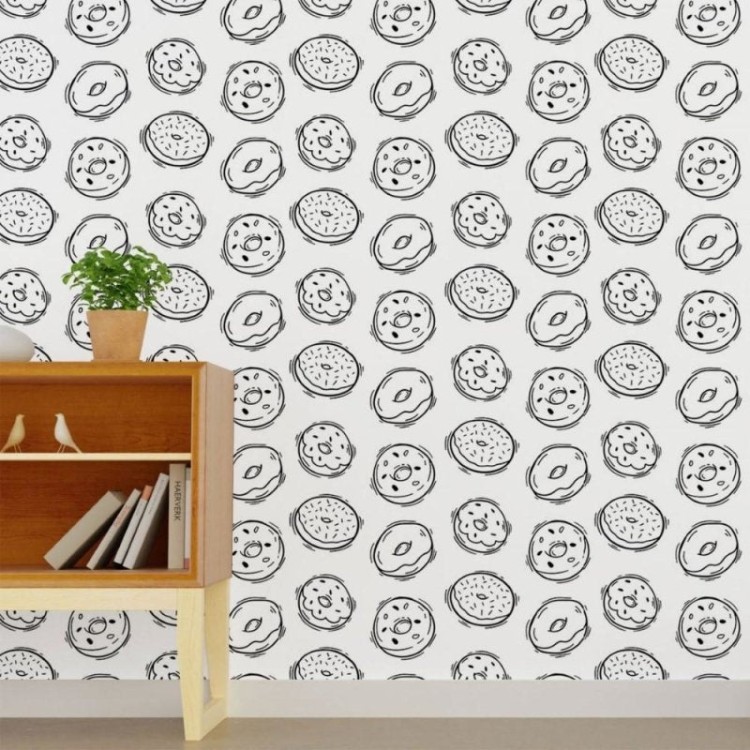 Papel de Parede Adesivo Donuts Colorir N015028