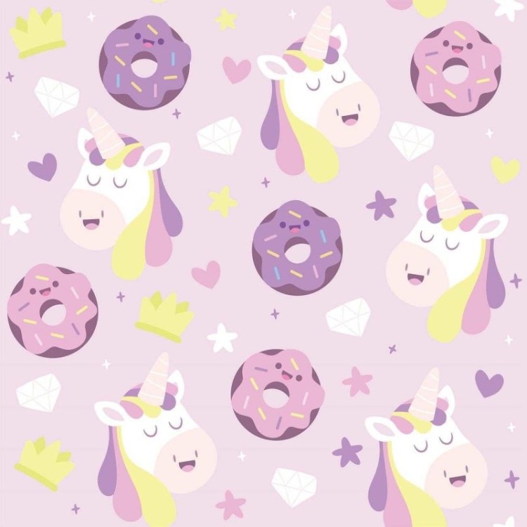 Papel de Parede Adesivo Donuts e Unicórnios...