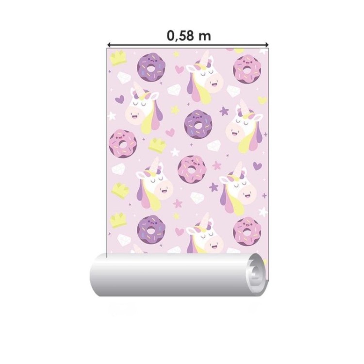 Papel de Parede Adesivo Donuts e Unicórnios...
