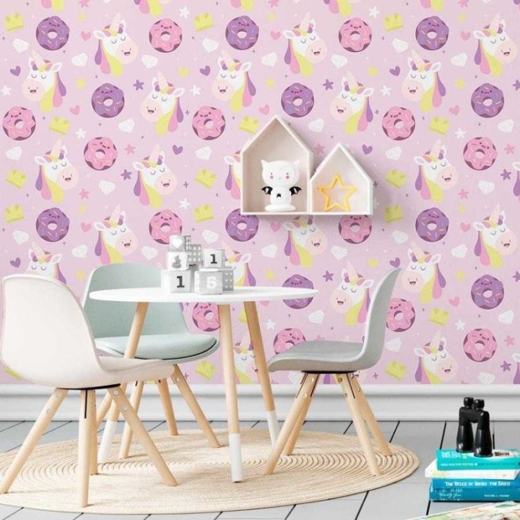 Papel de Parede Adesivo Donuts e Unicórnios...