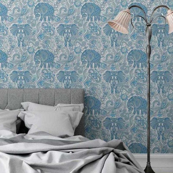 Papel de Parede Adesivo Elefante e Flores Indianos N05123