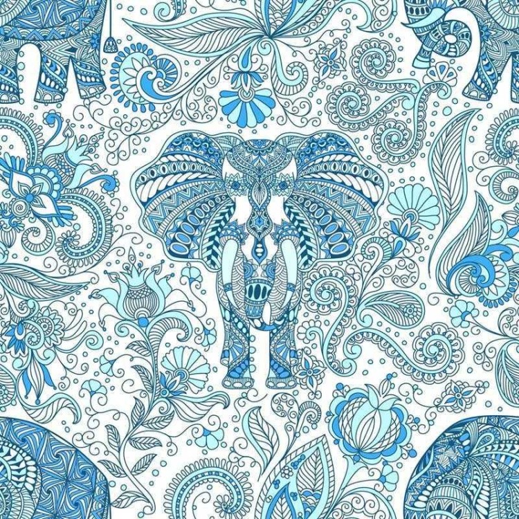 Papel de Parede Adesivo Elefante e Flores...