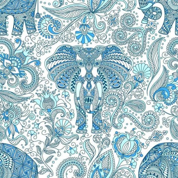 Papel de Parede Adesivo Elefante e Flores Indianos N05123