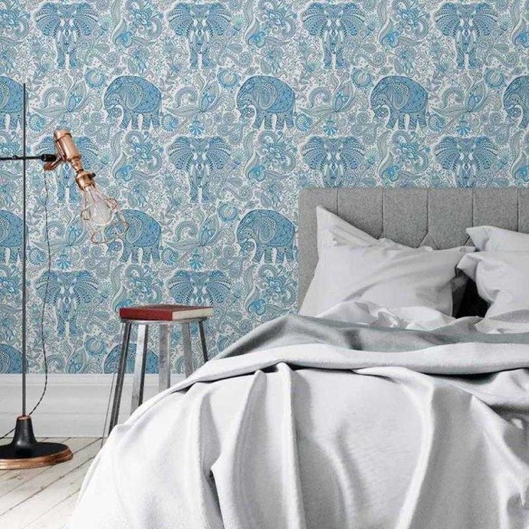 Papel de Parede Adesivo Elefante e Flores Indianos N05123