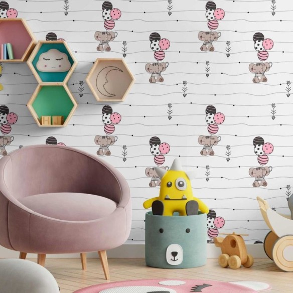 Papel de Parede Adesivo Elefante no Balão N09067