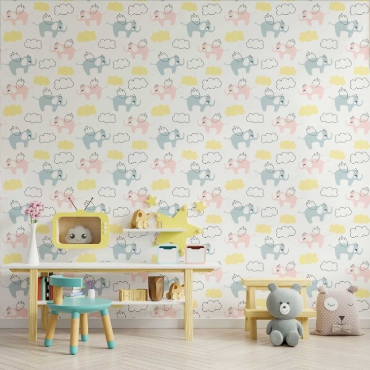 Papel de Parede Adesivo Elefantes com Asas N09127