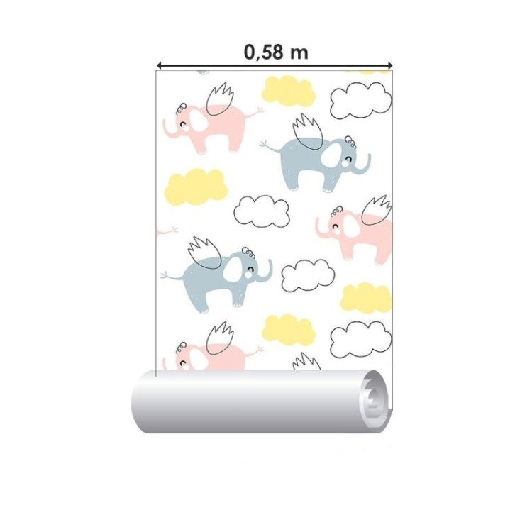 Papel de Parede Adesivo Elefantes com Asas N09127