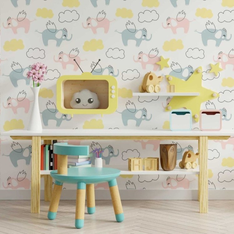 Papel de Parede Adesivo Elefantes com Asas N09127