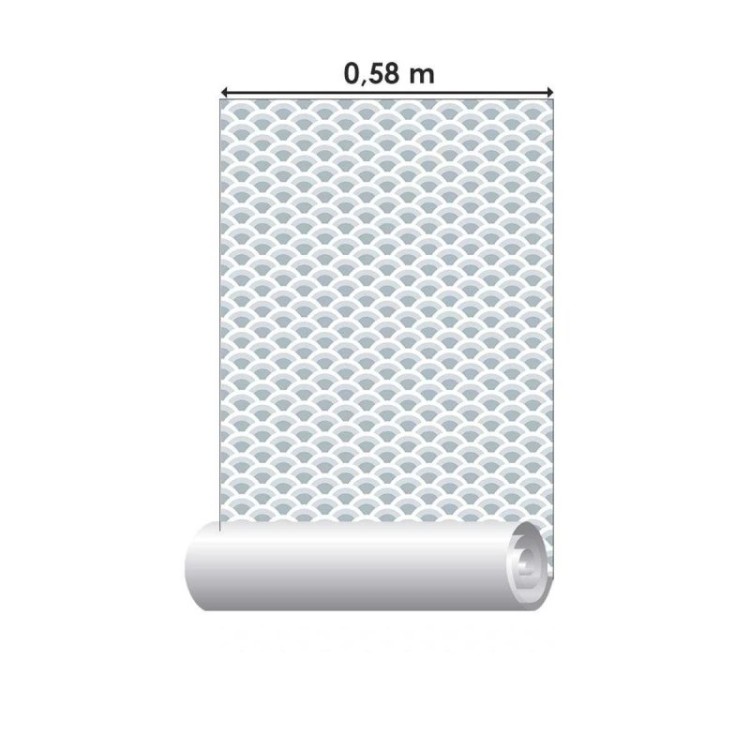 Papel de Parede Adesivo Escama Cinza e Branco...