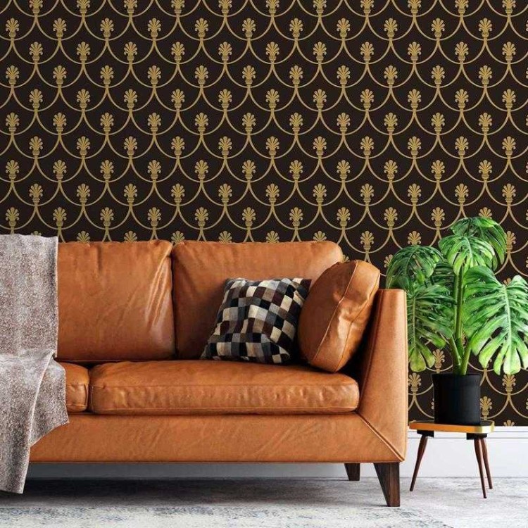 Papel de Parede Adesivo Escama Dourado Vintage...