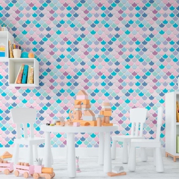 Papel de Parede Adesivo Escamas Sereia N011124