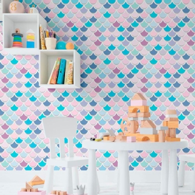 Papel de Parede Adesivo Escamas Sereia N011124