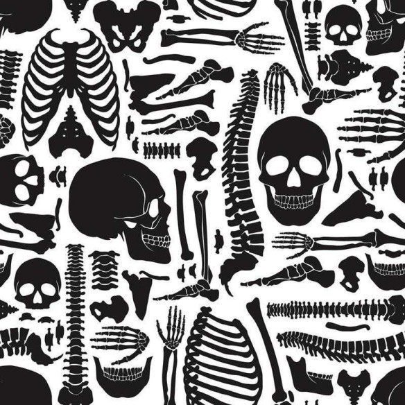 Papel de Parede Adesivo Esqueleto em Preto e Branco N05092