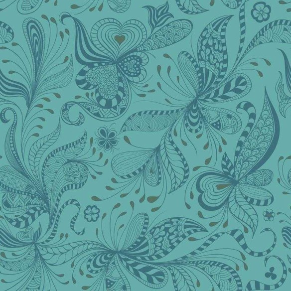 Papel de Parede Adesivo Estampa Étnica Floral Azul N05258