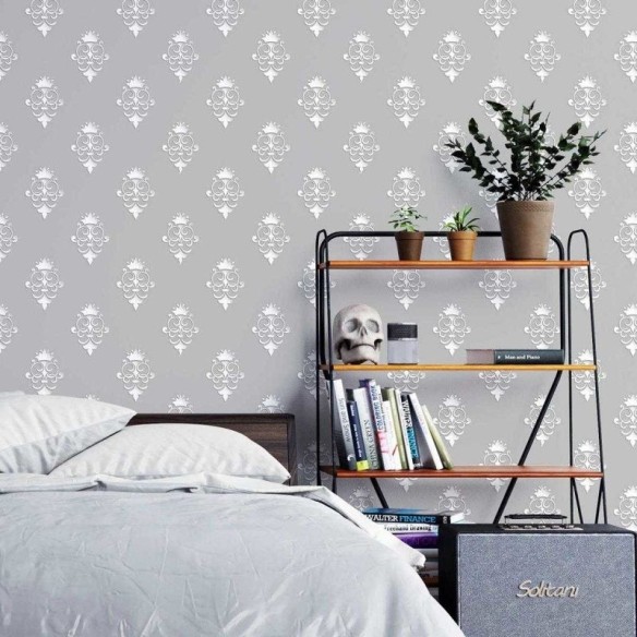 Papel de Parede Adesivo Estilo vintage cinza N03143