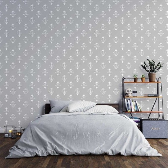 Papel de Parede Adesivo Estilo vintage cinza N03143