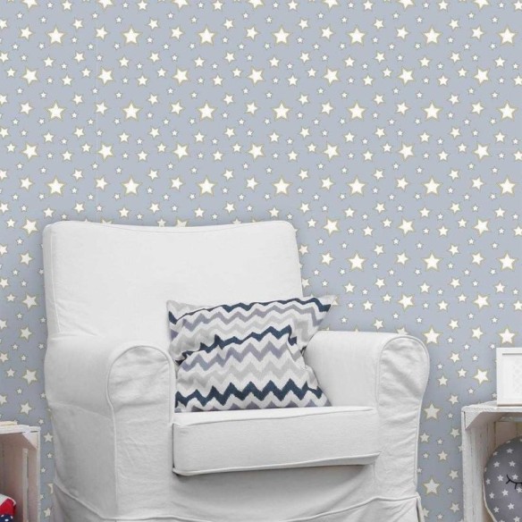 Papel de Parede Adesivo Estrela Azul e Amarela 565590532