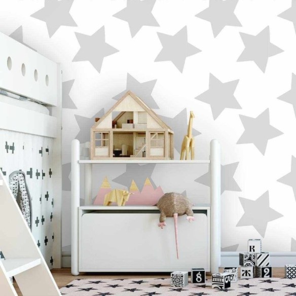 Papel de Parede Adesivo Estrela Cinza 54451