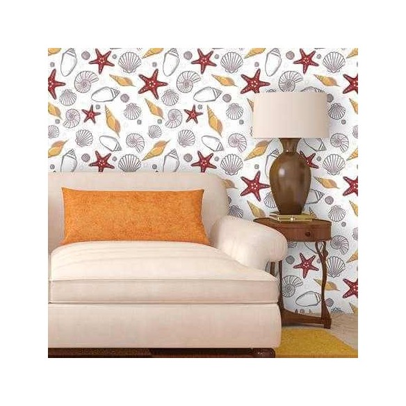 Papel de Parede Adesivo Estrela Mar Concha Praia 63521