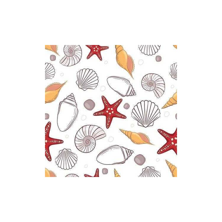 Papel de Parede Adesivo Estrela Mar Concha...